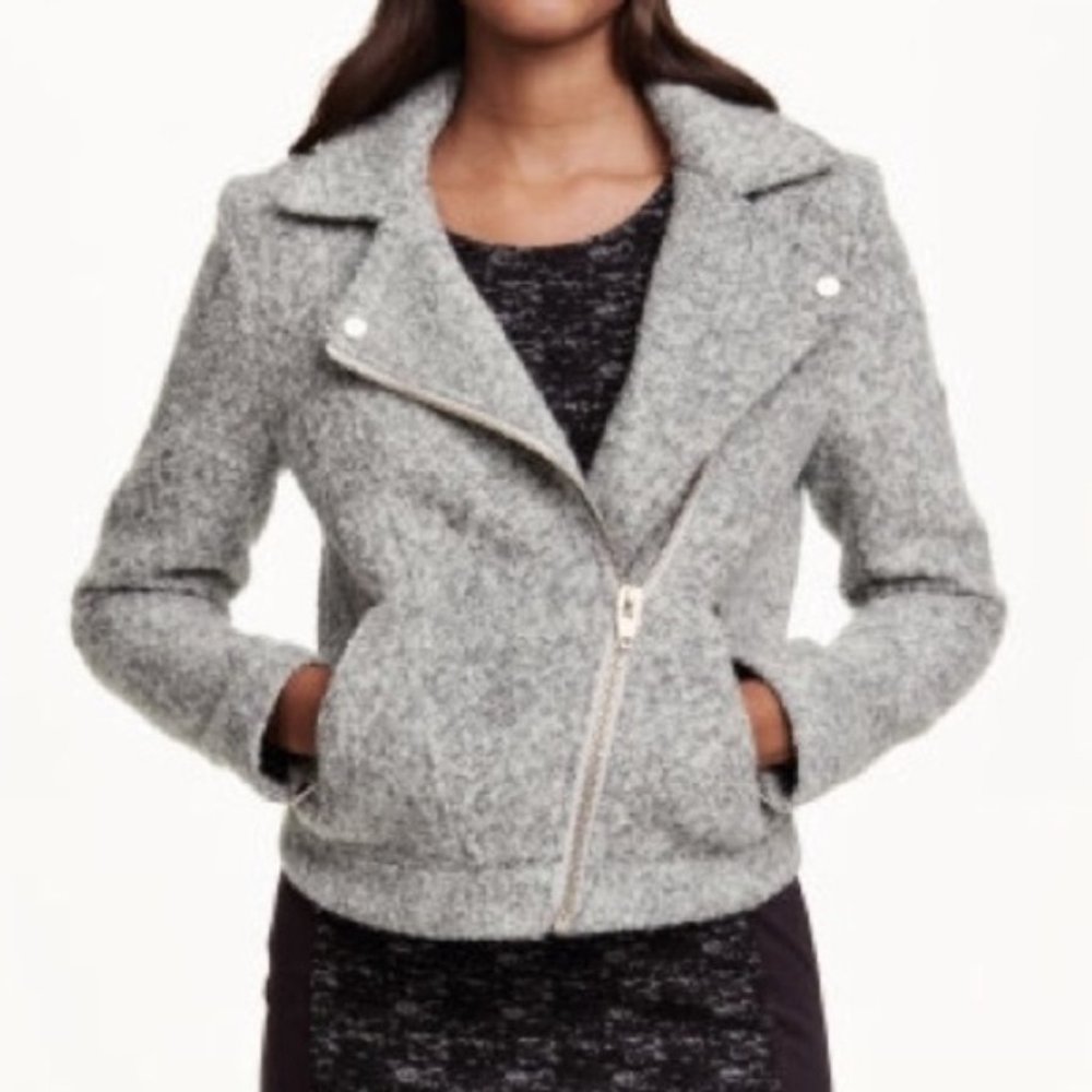 H&M Gray Boucle Moto Jacket